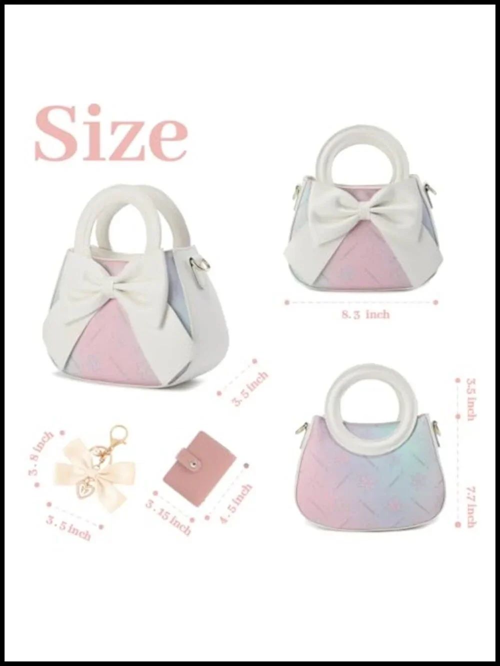 Faux Leather Crossbody Bag with Bow Knot, Color-Blocked Mini Purse